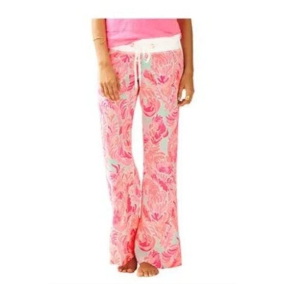 NWT Lilly Pulitzer Linen Beach Palazzo Pants XS/S Love Birds MSRP$128 RARE print - Picture 11 of 12